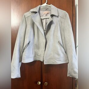 Philosophy Women's gray faux leather open front jacket